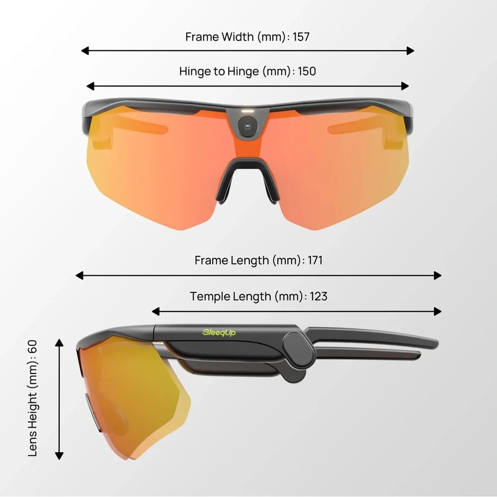 AI Camera Bluetooth Sports Sunglasses with Red-Orange Mirrored Lens